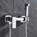 Matte black brass bidet faucet with handheld spray for bathroom