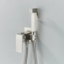 Matte black brass bidet faucet with handheld spray for bathroom
