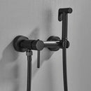 Matte black brass bidet faucet with handheld spray for bathroom