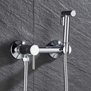 Matte black brass bidet faucet with handheld spray for bathroom