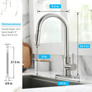 Matte black brass led kitchen faucet with color changing water tap