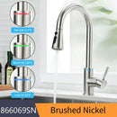Matte black brass led kitchen faucet with color changing water tap