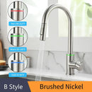 Matte black brass led kitchen faucet with color changing water tap