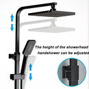 Matte black brass shower faucet set with shelf bathroom rainfall tap