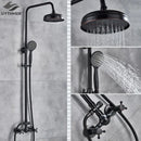 Matte black & bronze shower faucet set bathroom rain shower head