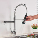 Matte black decorbites brass kitchen faucet with swivel spout