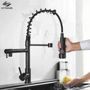 Matte black decorbites brass kitchen faucet with swivel spout