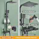 Matte black decorbites digital display shower faucet set bathroom
