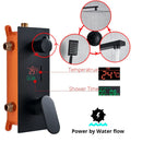Matte black digital display shower faucet set bathroom rainfall head
