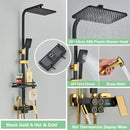 Matte black digital rainfall shower faucet set for bathroom