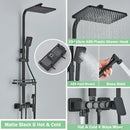 Matte black digital rainfall shower faucet set for bathroom