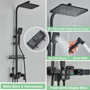 Matte black digital rainfall shower faucet set for bathroom