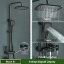 Matte black digital rainfall shower system bathroom faucet kit