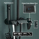 Matte black digital rainfall shower system bathroom faucet kit