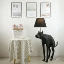 Matte black dog led floor lamp living room with cylindrical shade