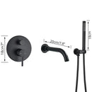 Matte black dual handle bathtub faucet set with handheld shower bathroom