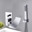 Matte black dual handle bathtub faucet set with handheld shower bathroom