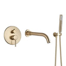 Matte black dual handle bathtub faucet set with handheld shower bathroom