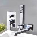 Matte black dual handle bathtub faucet set with handheld shower bathroom