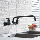 Matte black dual handle kitchen faucet with swivel hot cold water tap