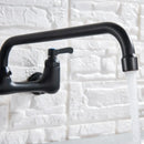 Matte black dual handle kitchen faucet with swivel hot cold water tap