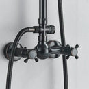 Matte black dual handle rainfall shower mixer tap bathroom set