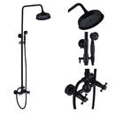 Matte black dual handle rainfall shower mixer tap bathroom set