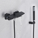 Matte black dual handle waterfall mixer tap with handshower bathroom