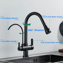 Matte black dual modes kitchen faucet with pull down sprayer
