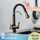 Matte black dual modes kitchen faucet with pull down sprayer