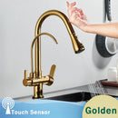 Matte black dual modes kitchen faucet with pull down sprayer