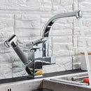 Matte black dual spout kitchen faucet with pull out spray mixer