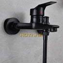 Matte black finish shower faucet with handheld mixer bathroom tap