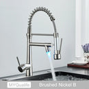 Matte black flexible led kitchen faucet with dual spout mixer