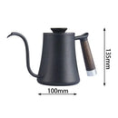 Matte black gooseneck pour over kettle with wood handle kitchen accessory