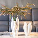Matte black irregular pleated ceramic vase set living room decor