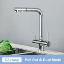 Matte black kitchen water purifier faucet with pull out spray mixer