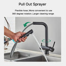 Matte black kitchen water purifier faucet with pull out spray mixer