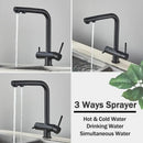 Matte black kitchen water purifier faucet with pull out spray mixer