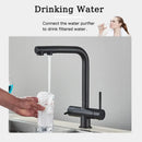 Matte black kitchen water purifier faucet with pull out spray mixer