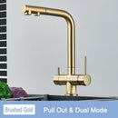 Matte black kitchen water purifier faucet with pull out spray mixer