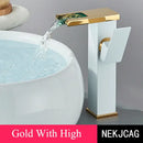 Matte black led waterfall basin faucet with temperature display kitchen