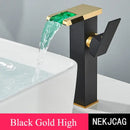 Matte black led waterfall basin faucet with temperature display kitchen