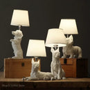 Matte black & off-white puppy dogs table lamps for bedroom decor
