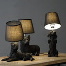 Matte black & off-white puppy dogs table lamps for bedroom decor