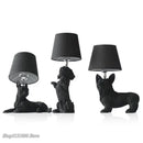 Matte black & off-white puppy dogs table lamps for bedroom decor