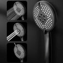 Matte black pressure boost shower head with hose for bathroom