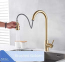 Matte black pull out kitchen faucet with high arc spout