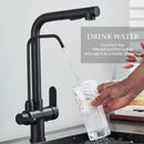 Matte black purification kitchen faucet with flexible pull out spray
