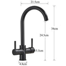 DecorBites™ Black Purified Water Kitchen Faucet Hot Cold Mixer Dual Handles Drinking Water Tap